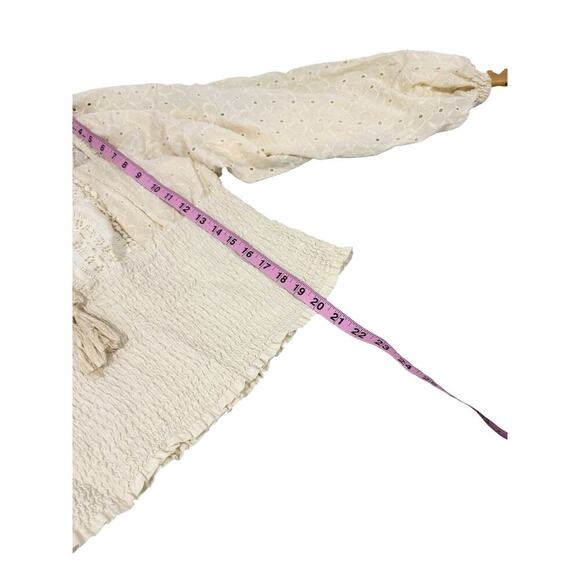 Venus Cream Long Puff Sleeve Boho Milkmaid Style Cropped Top Womens Large - Picture 7 of 7